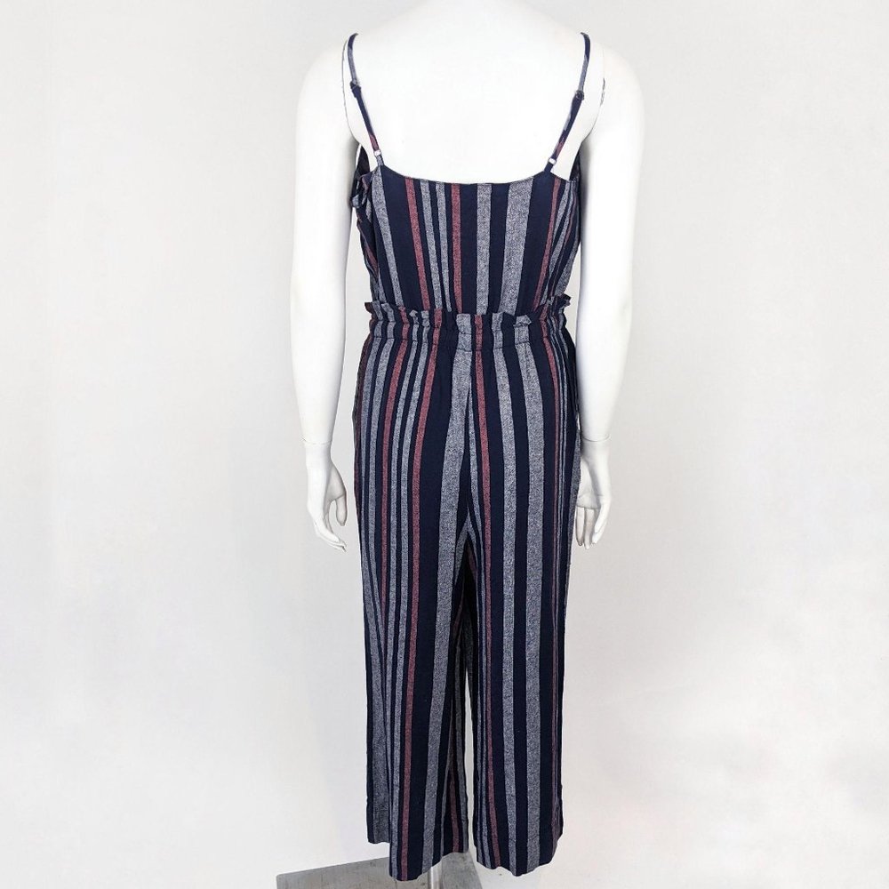 Splendid Linen Striped Jumpsuit NEW M Navy Pink NWT - Picture 4 of 12